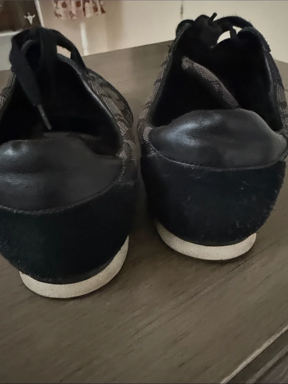 Coach Black and Gray Signature Logo Kids Sneakers